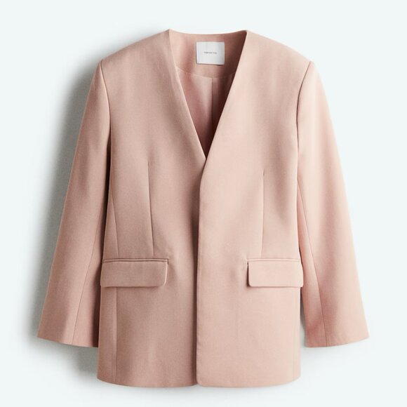 H & M Edition Light Pink Classic Minimalist Blazer S Oversized - Picture 1 of 3